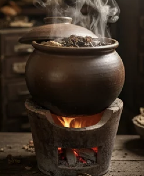 Steaming pot with herbal medicine